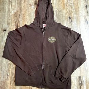 Harley Davidson Brown Hooded sweatshirt zip up XL